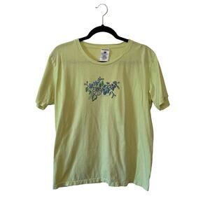 Columbia Vintage L yellow blue floral short sleeve t-shirt boho chic outdoor